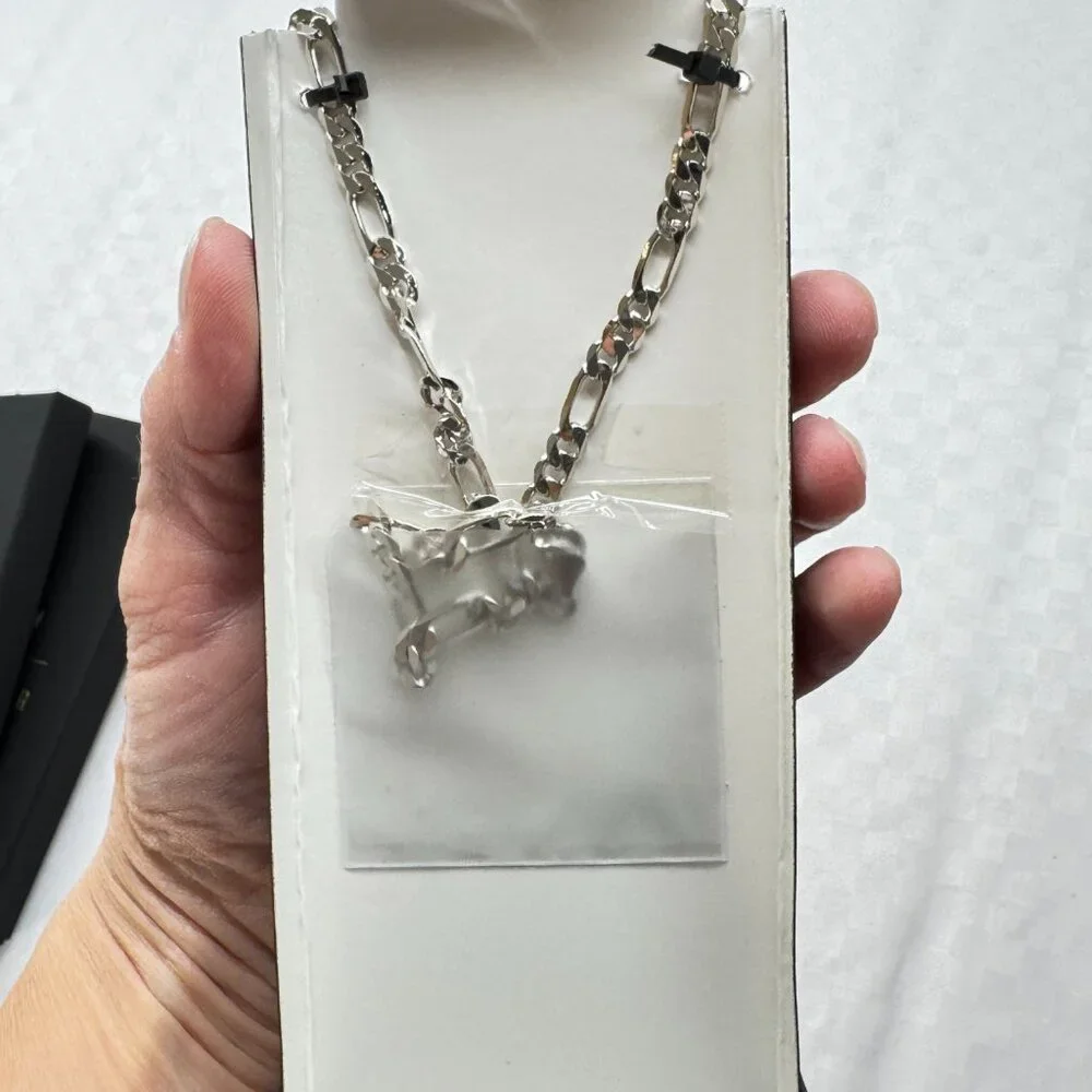 Bain Miller New in Box Brass Figaro Link Chain Necklace in Silver
